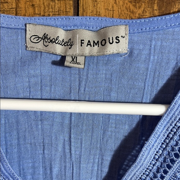 Absolutely Famous Blue V-Neck Blouse - Picture 2 of 6